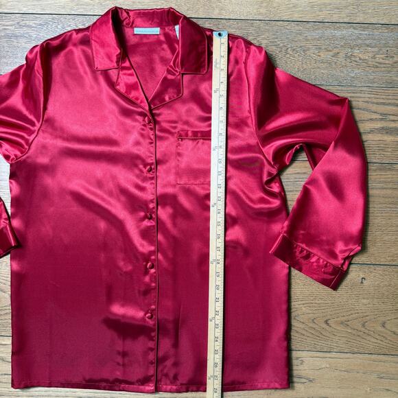 Valerie Stevens Petites 2PC Women Satin Pajamas SZ LP Red Romantic Lounge Sexy - Picture 8 of 9